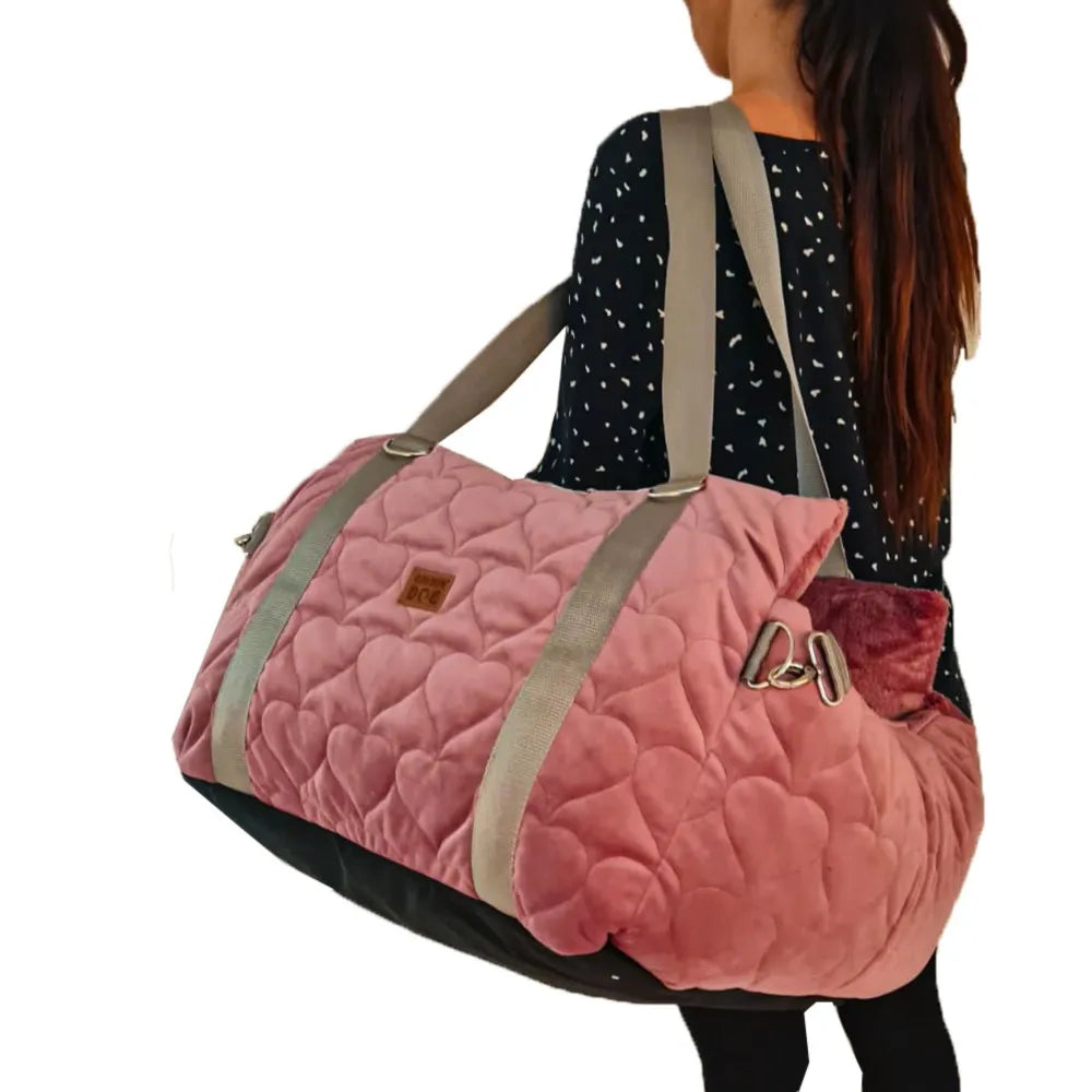 Three-in-One Dog Car Seat – Quilted Travel Bed & Carrier - Pink Edition