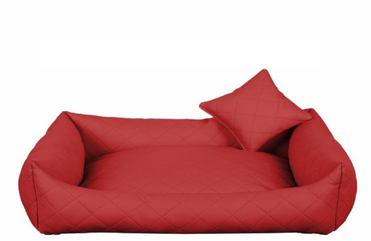 Red fully quilted eco-leather dog bed with soft-touch finish — luxury pet bedding designed for comfort, durability, and modern interiors

Would you like help with naming the other colour variants or preparing a shor