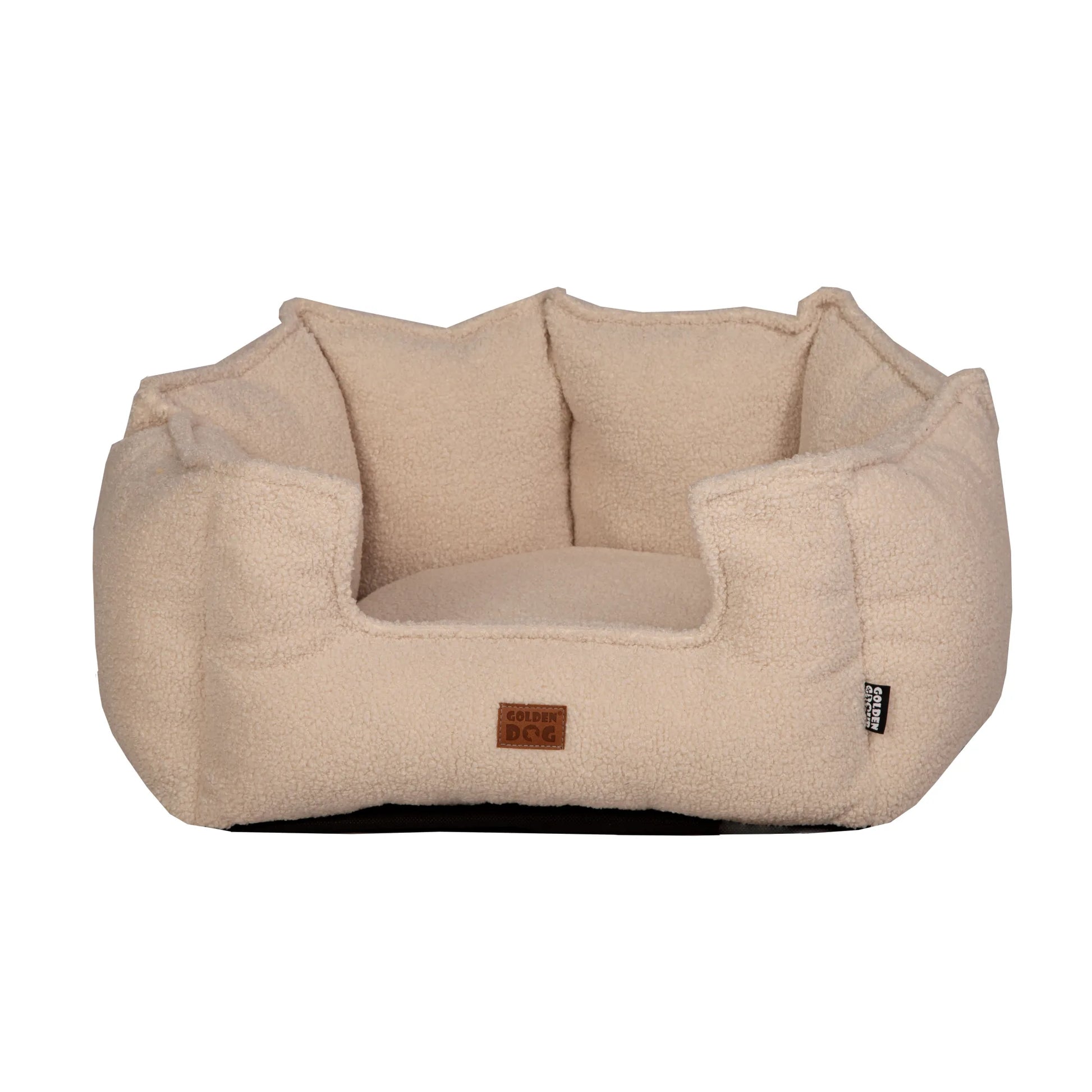Beige dog bed with soft raised sides  — elegant pet bedding for comfort, support, and stylish interiors