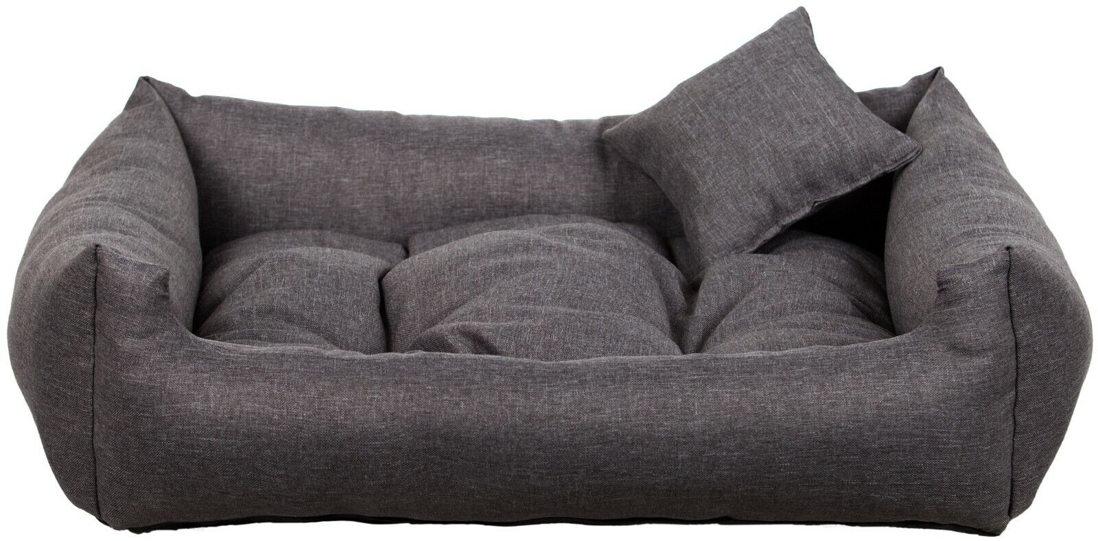 Luxury dark grey dog bed with soft cushion and matching pillow – elegant, easy-to-clean pet bedding