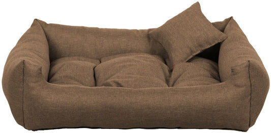 Light Brown dog bed with soft cushion and matching pillow – elegant, easy-to-clean pet bedding