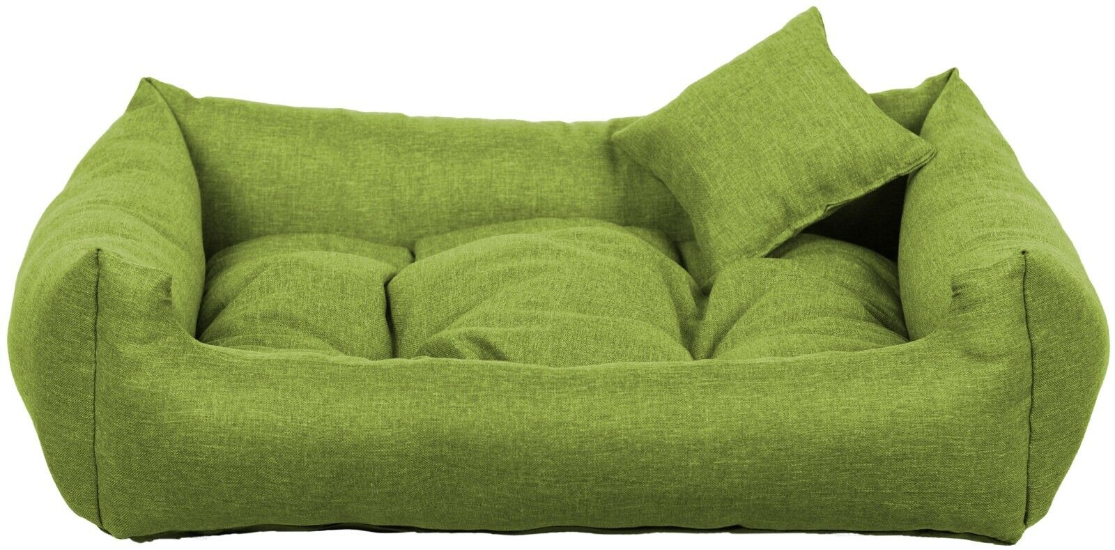Luxury lime dog bed with soft cushion and matching pillow – elegant, easy-to-clean pet bedding