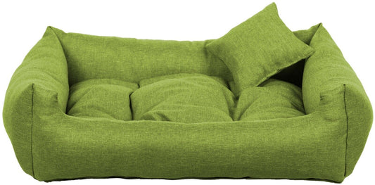 Luxury lime dog bed with soft cushion and matching pillow – elegant, easy-to-clean pet bedding