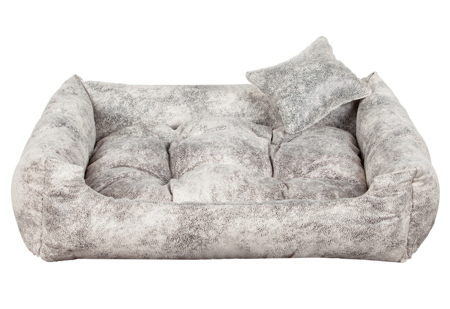 Luxury marble dog bed with soft cushion and matching pillow – elegant, easy-to-clean pet bedding by PAWDORO