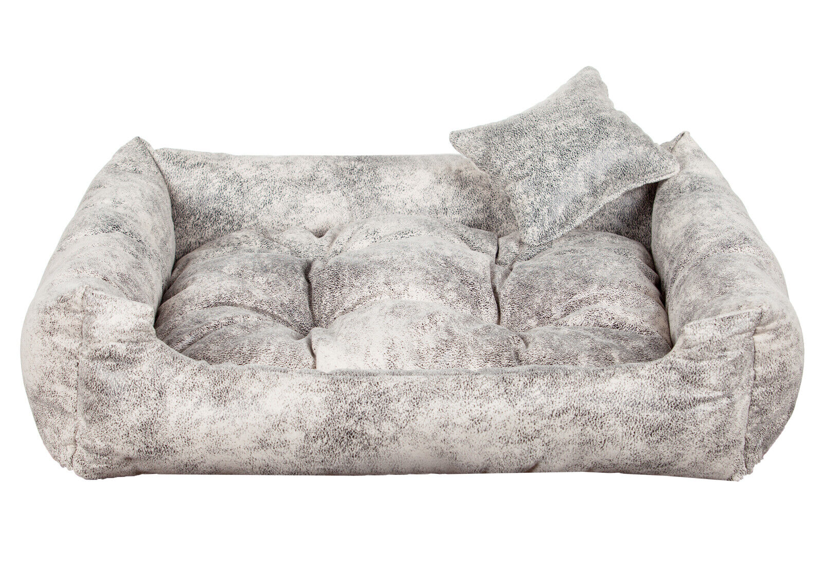 Luxury marble dog bed with soft cushion and matching pillow – elegant, easy-to-clean pet bedding by PAWDORO