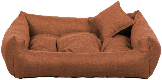 Luxury orange dog bed with soft cushion and matching pillow – elegant, easy-to-clean pet bedding by PAWDORO
