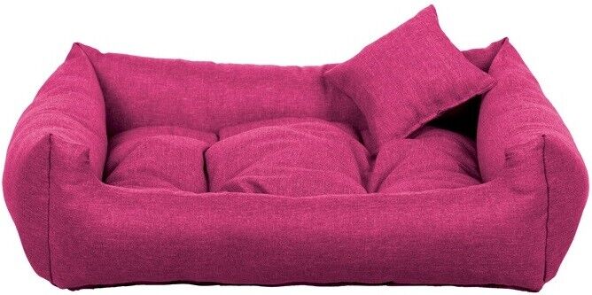 Luxury pink dog bed with soft cushion and matching pillow – elegant, easy-to-clean pet bedding by PAWDORO